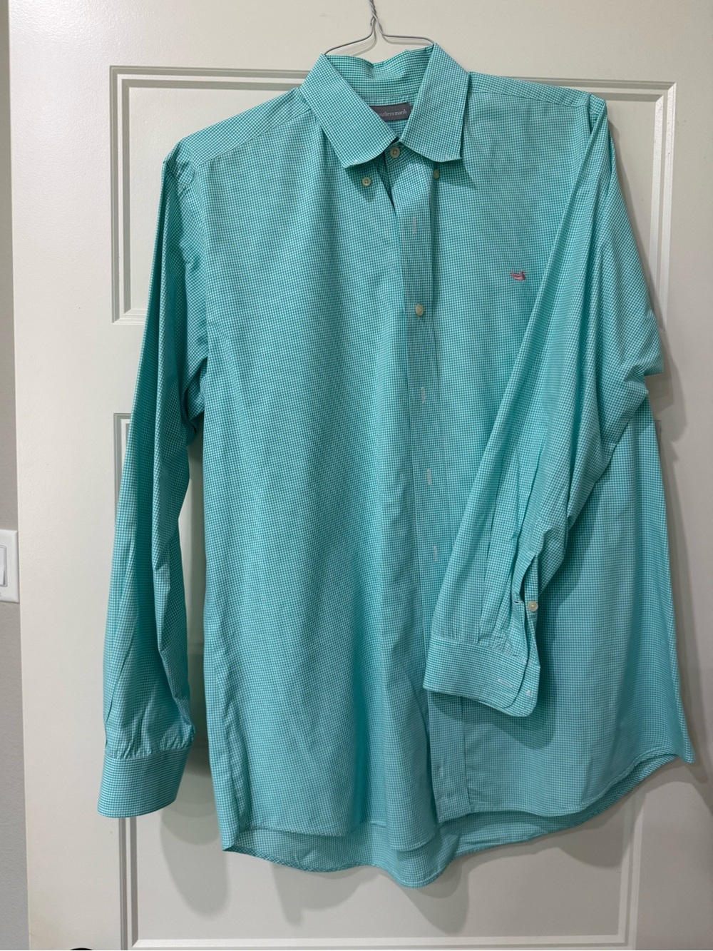 Southern Marsh Men's Teal Micro-Pattern Dress Shirt